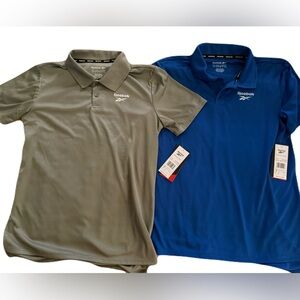 Reebok Boy’s Polo Duo - Gray and Royal Blue Performance Shirts NWT